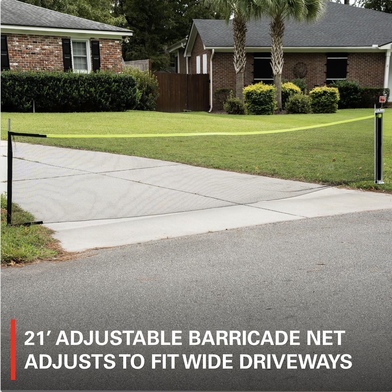 Rukket Driveway Guard Adjustable Barricade Net with Removeable Ground Stakes, Portable Barrier Netting for Sports, Keep Basketballs from Rolling Into The Street