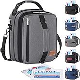 Lifewit Insulated Lunch Box for Men, Expandable Cooler Bag, Freezable Lunch Bag for Women with 2 Ice Packs and Shoulder Straps for Work Travel College, 8.2L Gray