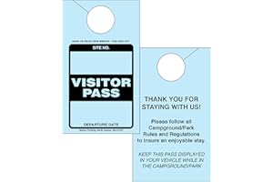 BECKS PRINTING Visitor Pass Parking Permit Rearview Mirror Hang Tag for Campgrounds RV Parks Trailers Campers Site Tags (Blue, 500)