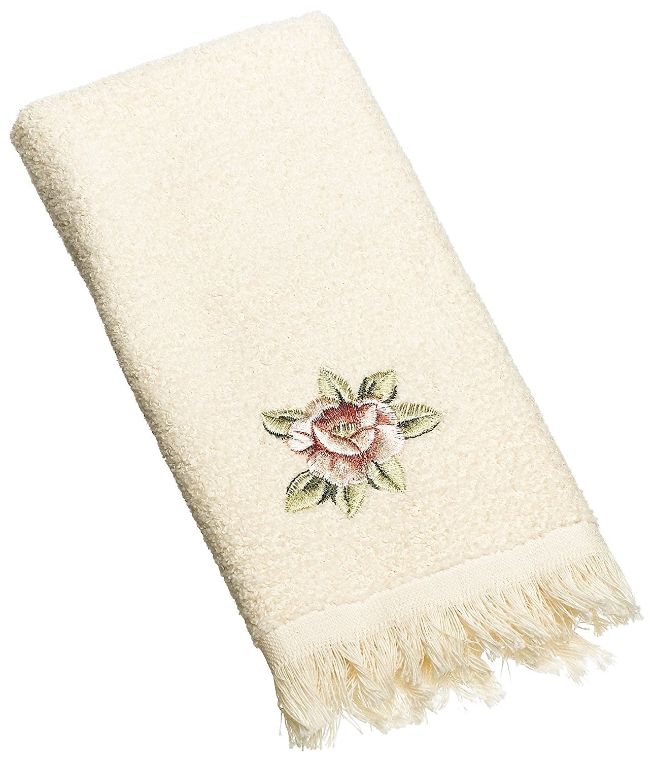 Avanti Linens Rosefan Fingertip Towel, Ivory, 18.00" x 11.00"