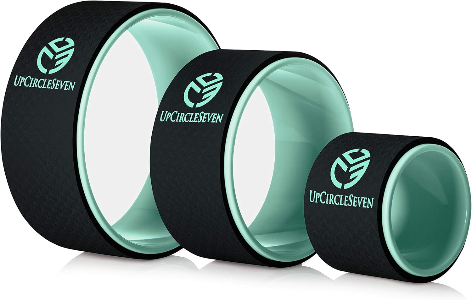 UpCircleSeven Yoga Wheel Set - Strongest & Most Comfortable Dharma Yoga Prop Wheel, 3 Pack for Back Pain Stretching & Backbends (12, 10, 6 inch) (Cyan) : Sports & Outdoors