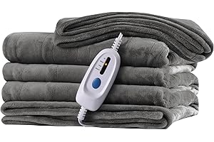 McJaw Electric Heated Blanket 62"x84" Twin Size, 4 Heating Levels and 10 Hours Auto Off, Lightweight and Breathable - Ivory Gray
