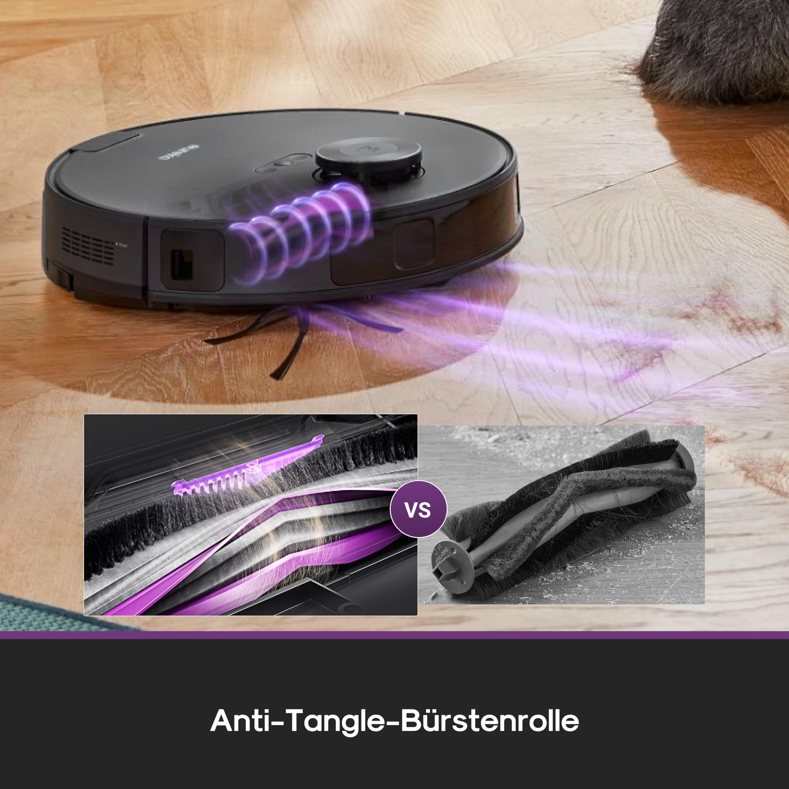 Eureka E20 Evo Plus Saugroboter mit Wischfunktion Absaugstation beutelloser, Saugroboter 10000 Pa, Saug Wischroboter mit Selbstentleerung, Anti-Wickel für Tierhaare, Hartböden, Teppiche 4