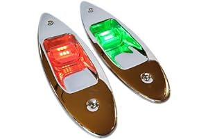 Wave One Marine Flush Mount LED Shark Eye Boat Navigation Teardrop Lights | Red And Green Stainless USCG 2NM | Waterproof 12V