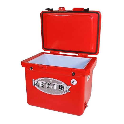 IceyTek 55 Litre Premium Cube Cool Box in RED. Cold up to 10 days