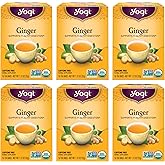 Yogi Tea - Ginger Tea (6 Pack) - Supports Healthy Digestion - Soothing and Spicy Blend - Caffeine Free - 96 Organic Herbal Te