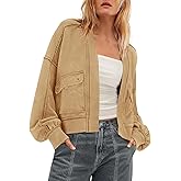 Nirovien Womens Sweatshirt Cardigan Open Front Oversized Sweatshirt Drop Shoulder Long Sleeve Jackets with Pockets