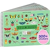Cupkin Hello Bugs Sticker Book Activity for Kids, Toddler Airplane Travel Essentials, 500+ Bugs Stickers for Kids + 12 Scenes + 12 Coloring Book Pages, Bug Lover Gift, Children's Crafts Ages 2-8