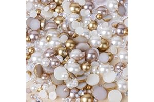 Niziky 1100PCS Mixed Size 3mm-10mm Multicolored AB Color Resin Rhinestones & Half Round Semicircular Plastic Beads for Crafts, Nail Art, DIY Decoration