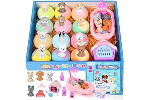 EXCALLA Bath Bombs for Kids with Toys Inside for Girls Boys, 12 Pack Kids Bath Bombs with Surprise Dog Pretend Playset, Handmade Bubble Bath Fizzies Birthday Christmas Gift Set