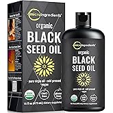 Micro Ingredients Organic Black Seed Oil, 16 fl oz | Cold Pressed from Nigella Sativa Seeds | Rich in Thymoquinone & Omega 3 6 9 | Immune, Joint, Hair & Skin Support | Pure Virgin Oil, Non-GMO