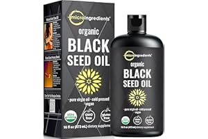 Micro Ingredients Organic Black Seed Oil, 16 fl oz | Cold Pressed from Nigella Sativa Seeds | Rich in Thymoquinone & Omega 3 6 9 | Immune, Joint, Hair & Skin Support | Pure Virgin Oil, Non-GMO