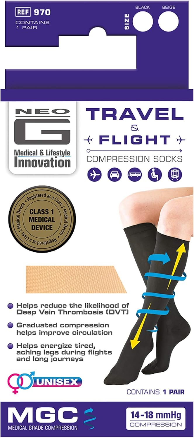 Neo-G Travel Flight Socks for Women and Men, Graduated Compression, for Flying Mild Varicose Veins, Long Haul Flights - Image 3