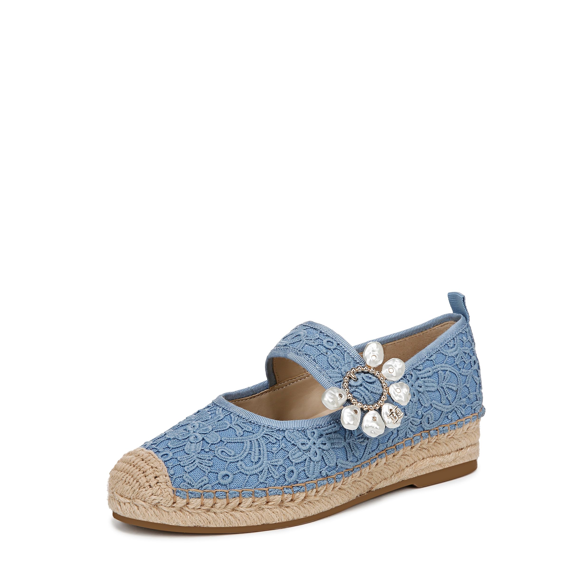 Sam Edelman Women’s Maddy Mary Jane Flat Royal Sky Blue Lace 10.5 Medium