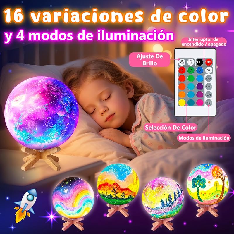Juego de Manualidades Pintura con lámpara de, Pintura 3D Luz Nocturna, lámpara de Luna DIY, Juego Creativo para niños, Regalo de cumpleaños, Juego de Manualidades para niñas de 6 a 12
