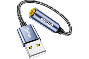 biaze USB to 3.5mm Jack Audio Adapter, External Stereo Sound Card USB-A to Audio Jack Adapter with Auxiliary Stereo Converter