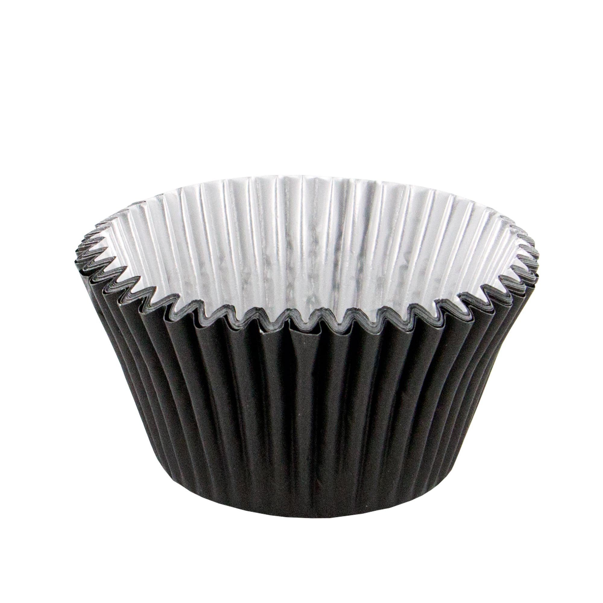 PME Black Foil Lined Baking Cases for Cupcakes, Standard Size with Deeper Fill, Pack of 30