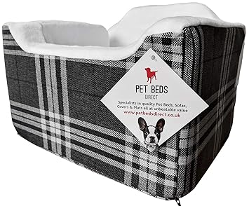 Pet Beds Direct Autositz für Hunde und Haustiere, Reisekorb, Sicherheitsgeschirr, Autositz, Größe M, 32 x 55 x 55 cm, kariert
