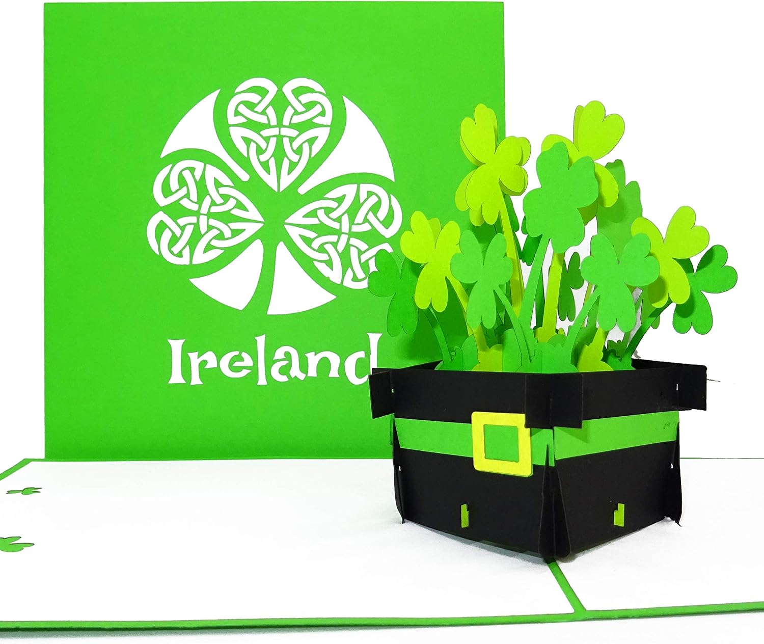 Pop Up Card "Ireland, Irish Shamrocks", 3D Ireland Greeting Card as a Souvenir, Birthday Card, Travel Voucher