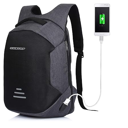 Suntop 3D Anti Theft Backpack 30 Litre with USB Charging Port - Black (Waterproof, Durable, Anti-Theft)