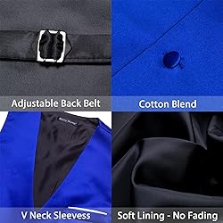 Barry.Wang Mens Royal Blue Formal Suit Vest V-neck
