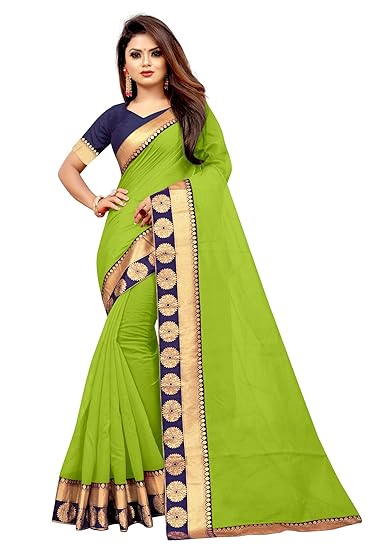 Women's Chanderi Cotton silk Saree With Blouse