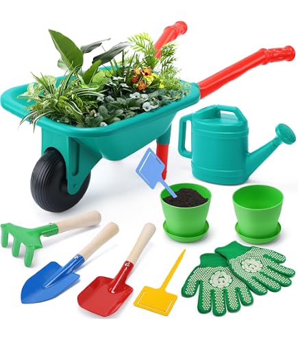 Pandapop Ensemble d'outils de jardinage pour enfants, tondeuse à gazon et souffleur de feuilles avec son et lumières, y compris ceinture et gants, jouets pour enfants de 3 ans Pandapop Ensemble d'outils de jardinage pour enfants, tondeuse à gazon et souffleur de feuilles avec son et lumières, y compris ceinture et gants, jouets pour enfants de 3 ans