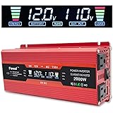 Cantonape 1000W/2000W(Peak) Car Power Inverter DC 12V to 110V AC Converter with LCD Display Dual AC Outlets and Dual USB Car Charger for Car Home Laptop Truck (Red)
