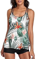 Omichic Women's Loose Tankini Top with Boyshorts