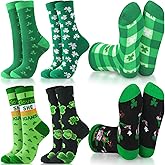 Halfchet 6 Pairs Men's St. Patrick's Day Socks Gift for Men Funny Green St. Paddy's Shamrock Socks Saint St Patrick's Day Funny Irish Novelty for Adults