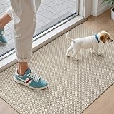 DEXI Indoor Door Mat 44 x 76 cm Non Slip Backing Beige Low Profile Dirt Trapper view 9