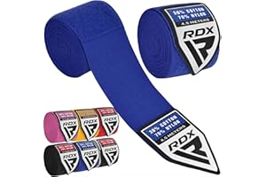 RDX Boxing Hand Wraps 4.5M / 180 Inches – Mexican Style Semi-Elastic MMA Inner Gloves - Wrist Support for Muay Thai, Kickboxing, BJJ, Karate - Thumb Loop & Hook and Loop Closure - Cotton & Nylon Blend