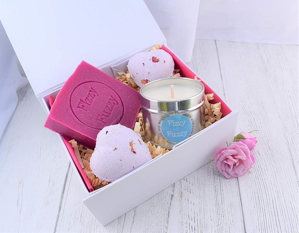 Relaxing Rose Pampering Gift Set, Bath Bombs, Soap,Candle. Handmade by