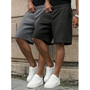 2-Pack Teen Boys Stretch Knit Sweat Shorts, Elastic Waist Casual Knee-Length Athletic Shorts