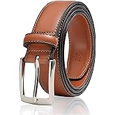 MILORDE Men's Genuine Leather Dress Belt, Handmade, 100% Cow Leather, Fashion & Classic Designs for Work Business and Casual