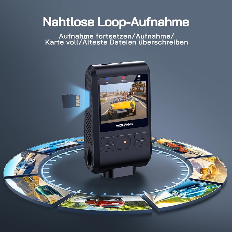 Dashcam, Mini 2.5K Wi-Fi Dash Cam, 2" IPS-Versteckte Dash Cam Auto