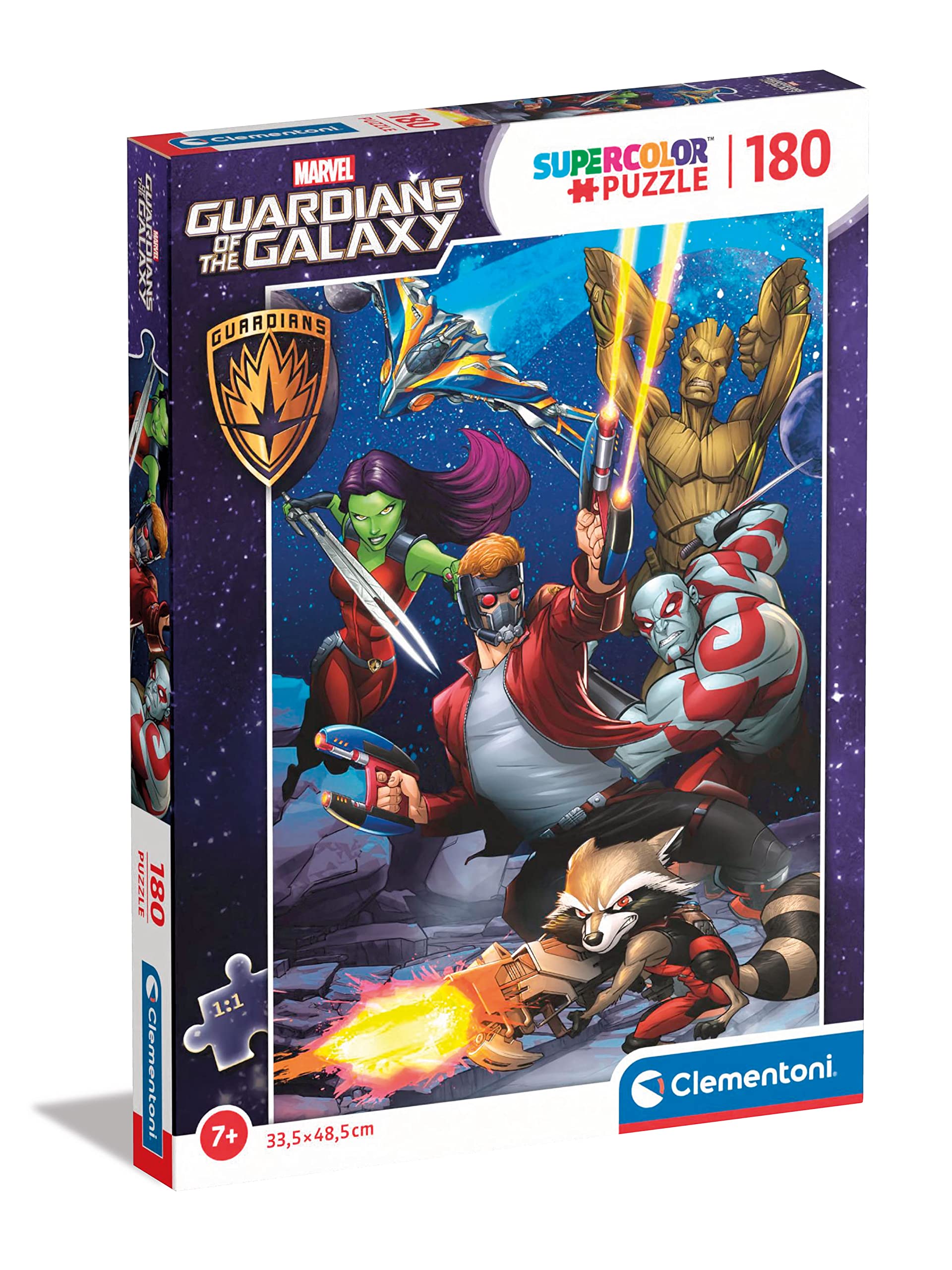 Clementoni - 29783 - Supercolor Puzzle - Marvel Guardians Of The Galaxy - 180 Pieces, Jigsaw Puzzle For Kids Age 7, Puzzle Cartoon, Made In Italy