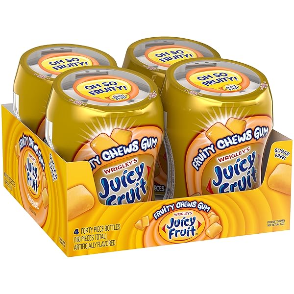 JUICY FRUIT GUM – ORIGINAL BUBBLE GUM BULK PACK, 40-PIECE BOTTLE (4 PACK)