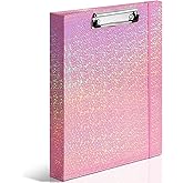 Hardcover 3 Ring Binder 1 Inch Leather Organizer for Letter Size Professional Clipboard with Dividers and Tabs for School and Office Supplies