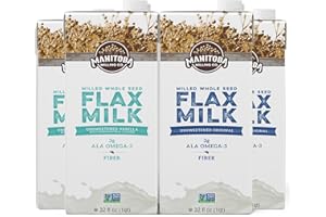 Manitoba Milling Company Flax Milk, 32 Ounce (2 pk Unsweetened Original, 2pk Unsweetened Vanilla), Plant-Based Non-Dairy Milk Alternative with Omega-3, 4 g Protein, Fiber, Lignans | Shelf Stable