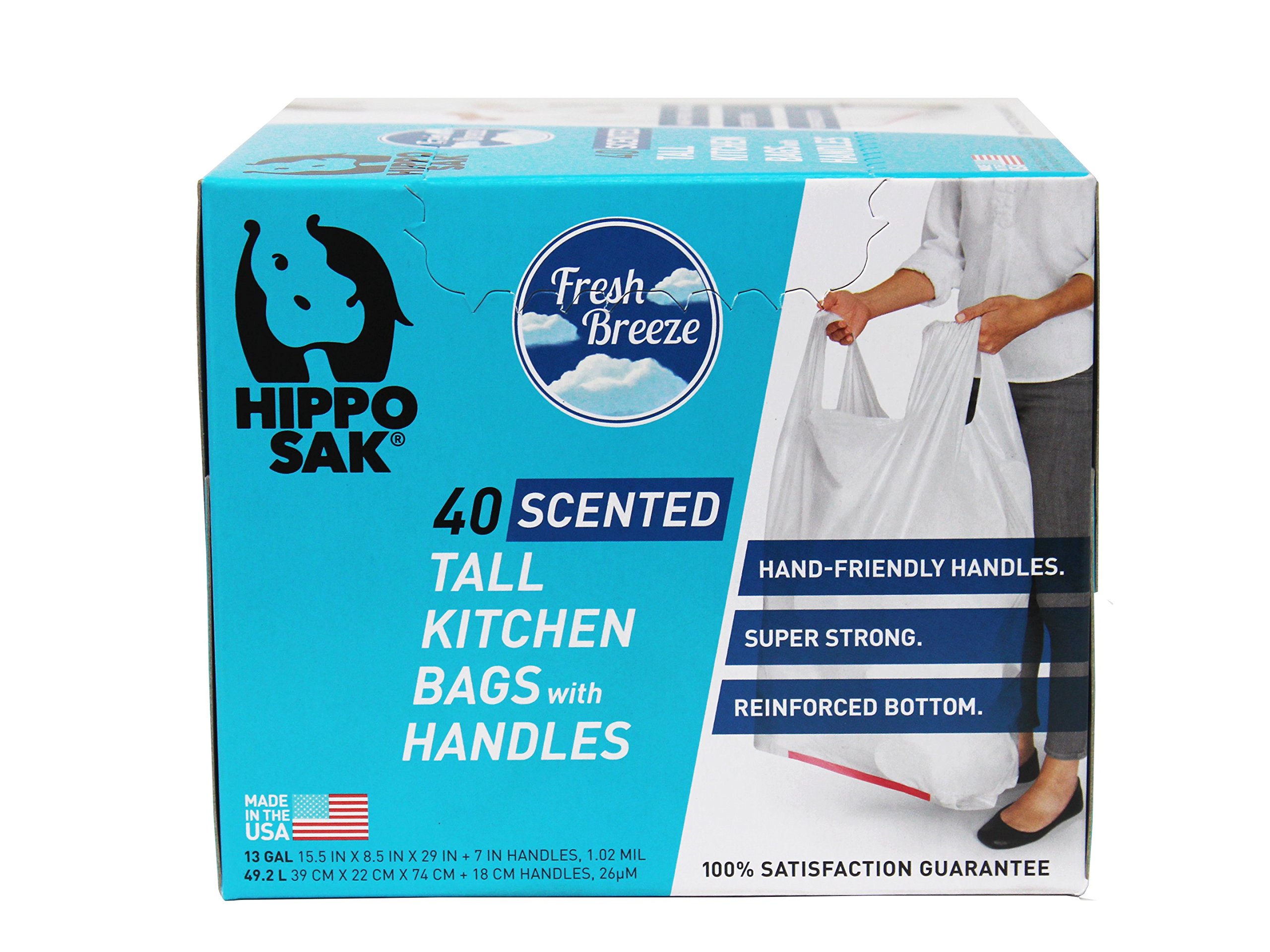 Scented Hippo Sak Handle Trash Bag, with Power Strip, 13 Gallon Tall