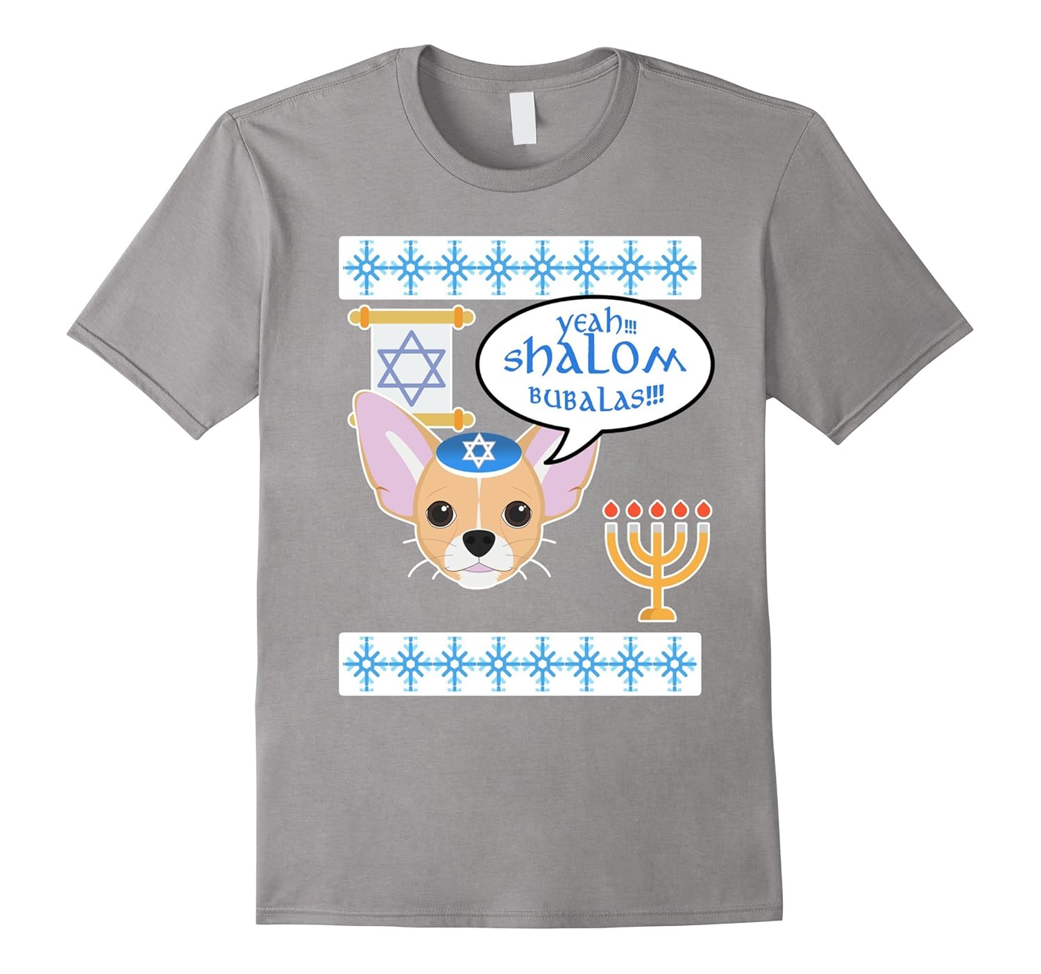 Hanukkah & Yontifs -Dog Ugly-Sweater Tee with Shalom Bubalas-Rose