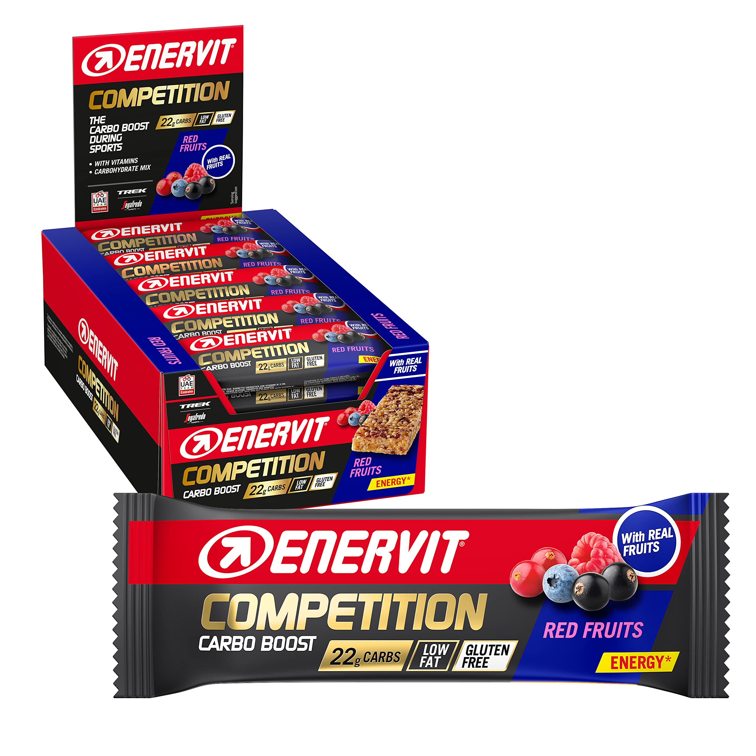 Enervit Competition Energy Bar (Red Fruits, Box of 25 Bars)