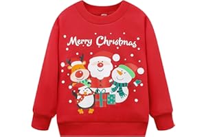 NUBEEHOHO Toddler Boys Girls Christmas Sweatshirt Long Sleeve Baby Santa Claus Sweaters Xmas Winter Clothes 2-7T