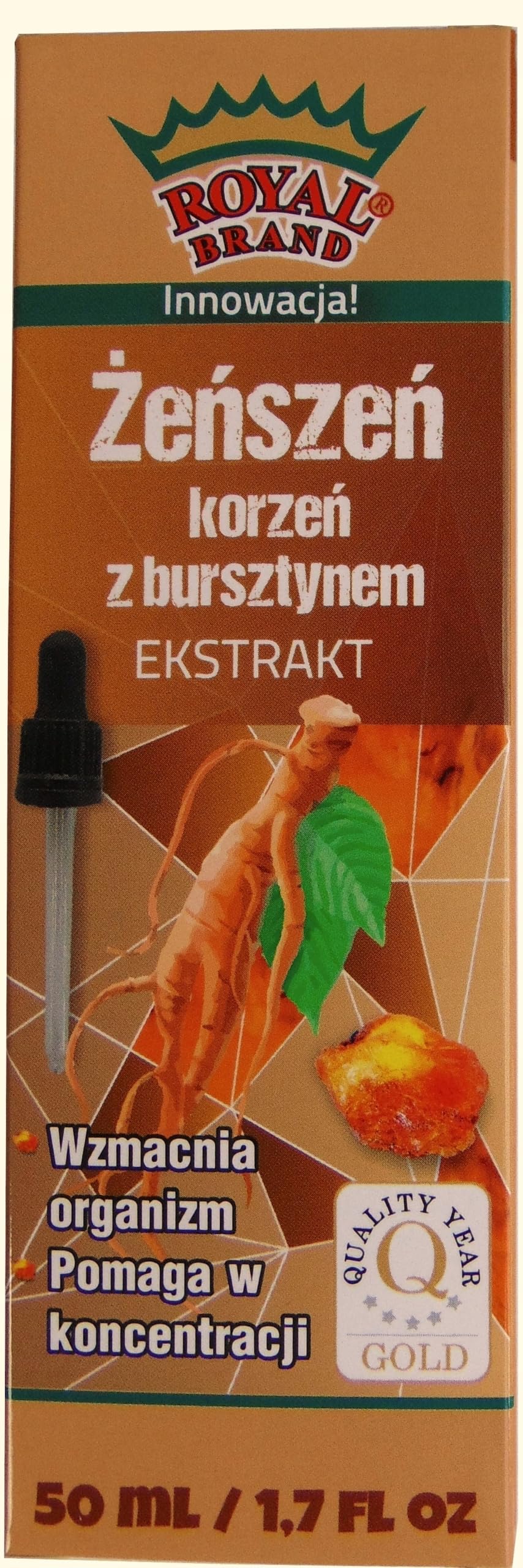 Organic/BIO Liquid Amber Extract with Organic Ginseng/Succinic Acid with Ginseng / Strengthens The Body and Brain / 50 ml /1.7 fl oz. A Unique brochure About Amber and Succinic Acid for Free