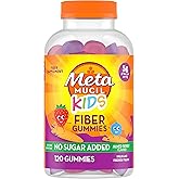 Metamucil Kids Fiber Gummies, No Sugar Added, 5g Prebiotic Plant-Based Fiber Supplement Blend, Mixed Berry Flavored, 120ct Gummies