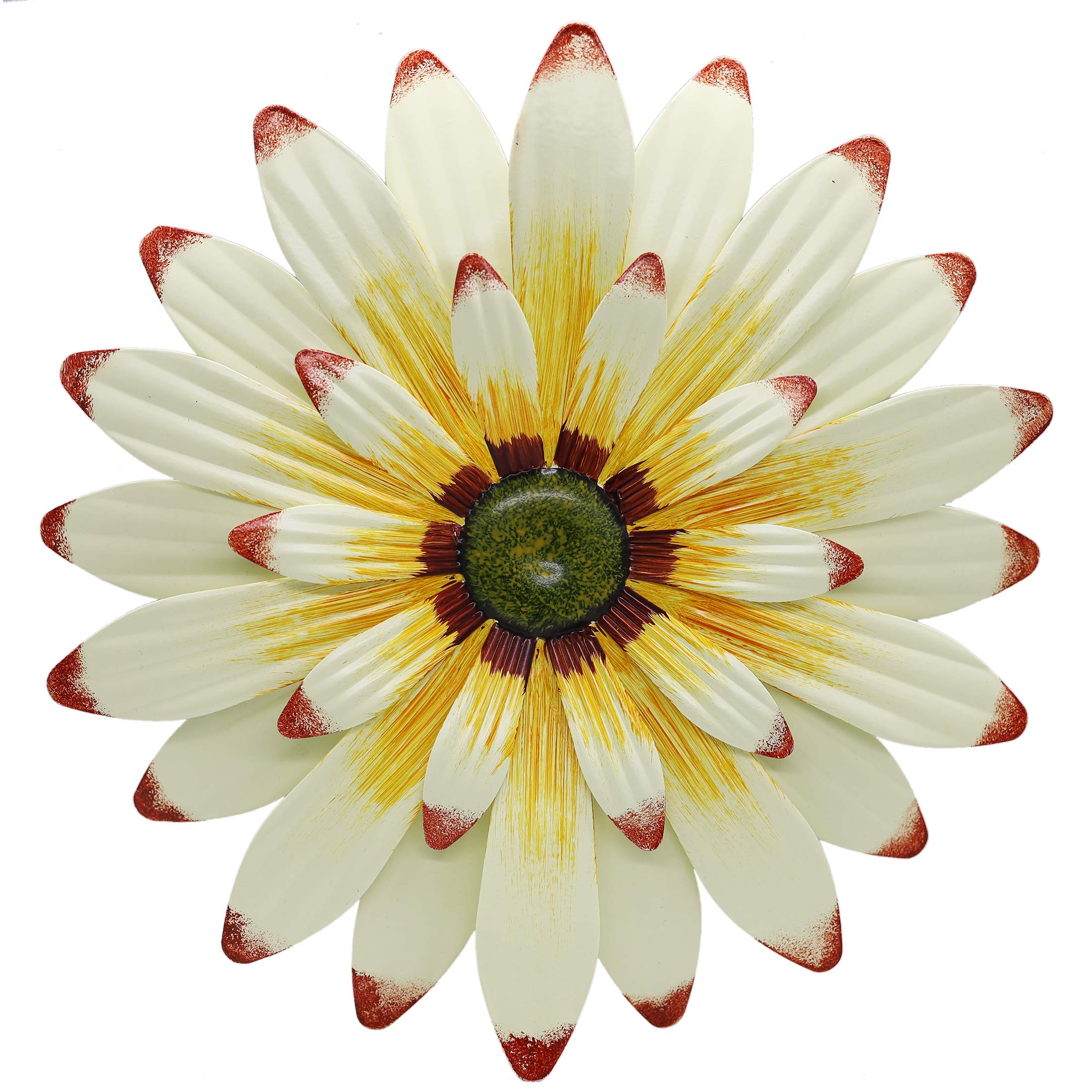 Juegoal 16" Large Metal Flower Wall Art Inspirational Daisy Wall Decor Hanging for Indoor Outdoor Home Bedroom Living Room Office Garden, White