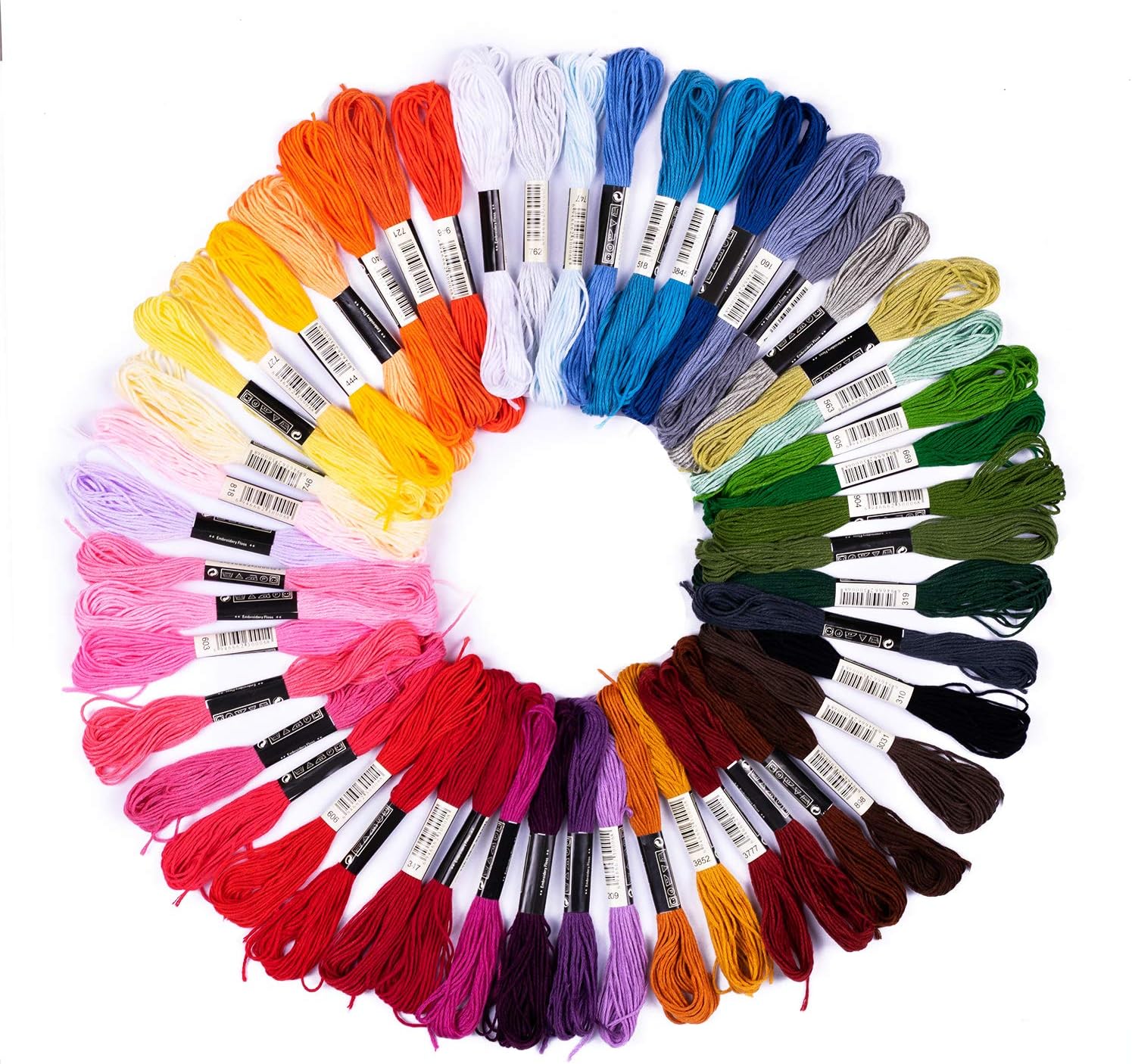 pajoma Embroidery Thread Set 74 Pieces Multicoloured Polyester Perfect for Friendship Bands, Embroidery, Cross Stitch, Accessories