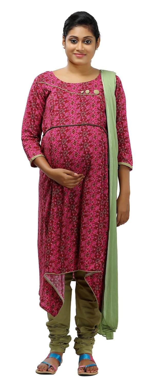 Buy Ziva Maternity Wear Women's Rayon Maternity Stitched Salwar Suit (ZMN 1452_M, MultiColoured