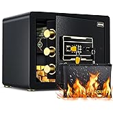 ADIMO Safe Box with Fireproof Waterproof Money Bag, Alloy Steel Home Safe with Digital Keypad, Dual Key Lock, Fireproof Money Bag & LED Light, 1.2 Cuft Personal Document Lock Box for Office Dorm Hotel